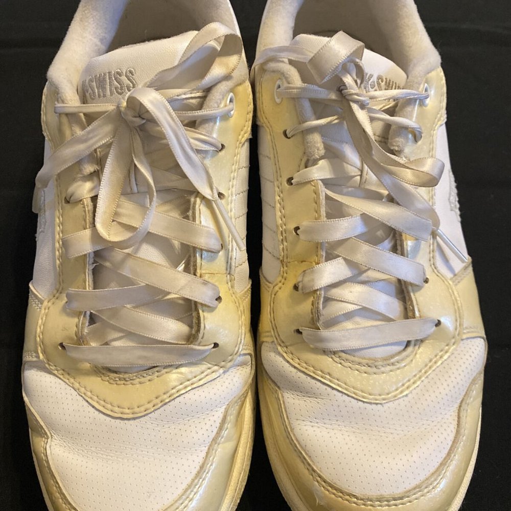 K-Swiss Rare White And Leopard Gold Low Top Sneaker Women’s Size 7 #332